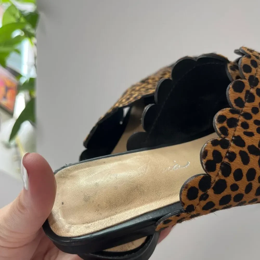 Isa Tapia Calf Hair Animal Print Sandals Size 7